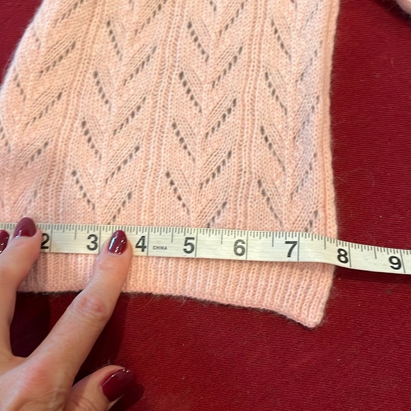 Pink Lambswool scarf Angora KNIT winter LIGHT weight cute design kids/adult 53”L - Picture 4 of 9